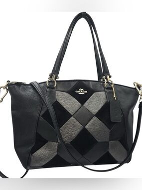 COACH Prairie Patchwork Leather Suede Satchel / Crossbody